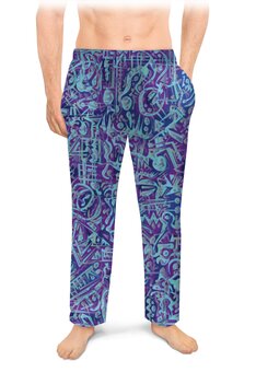 Заказать пижаму в Москве. Мужские пижамные штаны Голубое в фиолетовом от Vadim Koval - готовые дизайны и нанесение принтов.