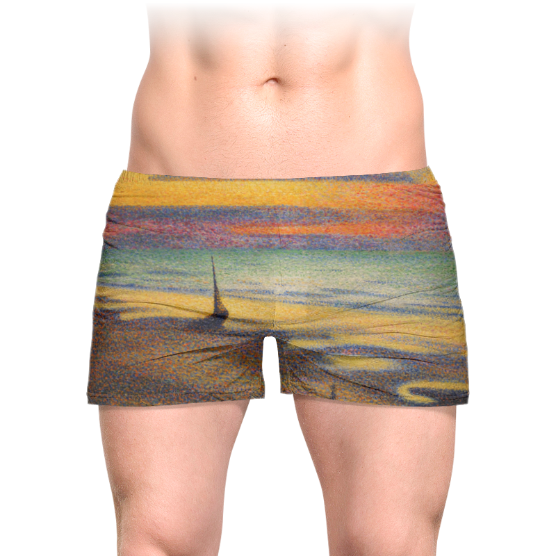Printio Трусы мужские с полной запечаткой Пляж в хейсте (жорж леммен) printio открытка 15x15 см пляж в хейсте жорж леммен