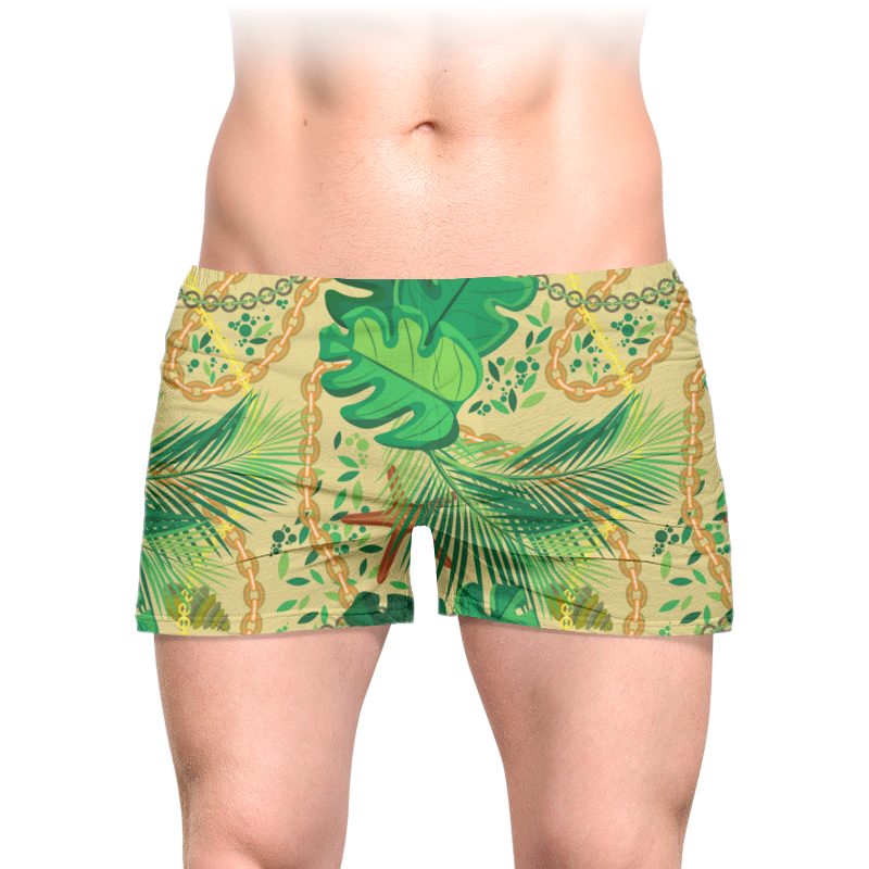 Printio Трусы мужские с полной запечаткой Тропические листья и цепочки printio рюкзак 3d тропические листья и цепи