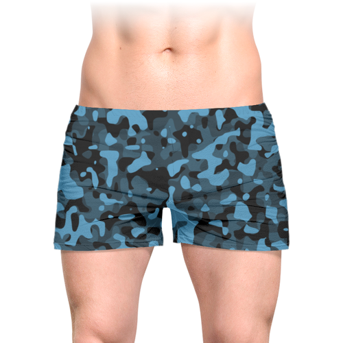 Заказать трусы в Москве. Трусы мужские с полной запечаткой Blue Camo от oneredfoxstore@gmail.com - готовые дизайны и нанесение принтов.