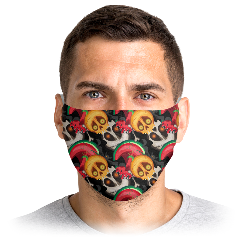 маска черепа с пайетками 13349 Printio Маска лицевая Черепа из овощей и кости)