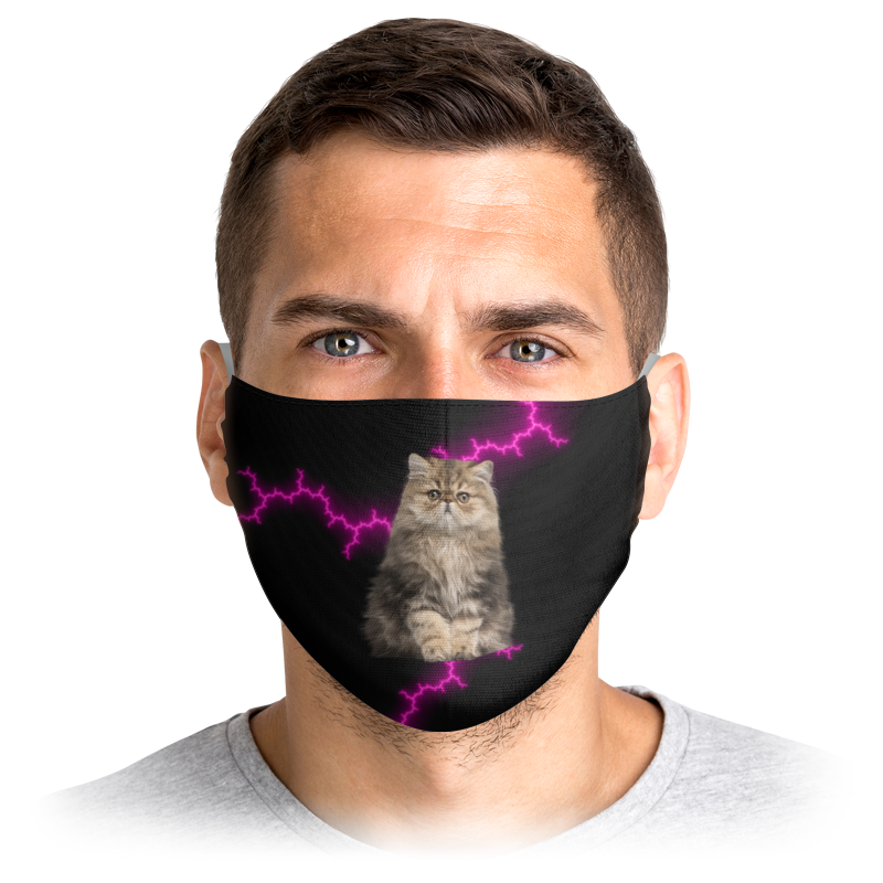 printio маска лицевая кот и молния Printio Маска лицевая Кот и молния