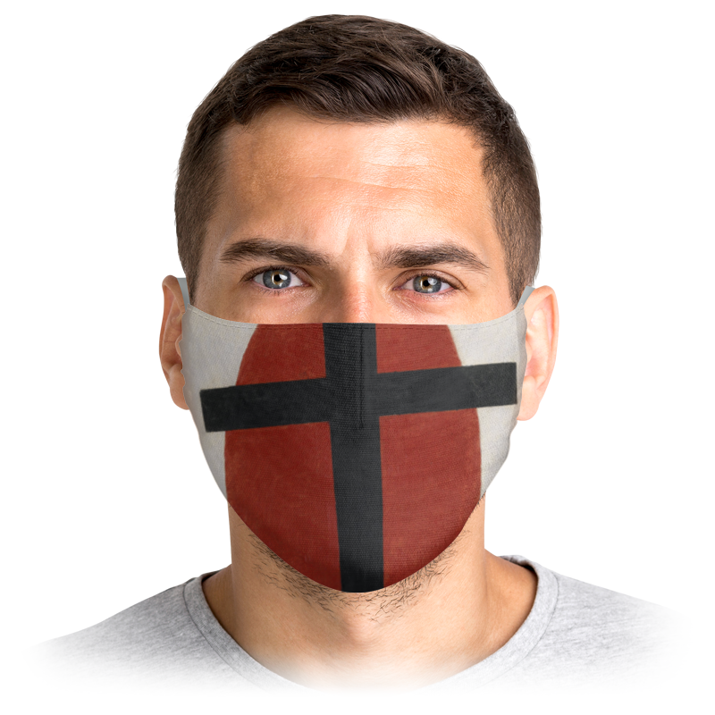 Printio Маска лицевая Черный крест на красном овале (малевич)