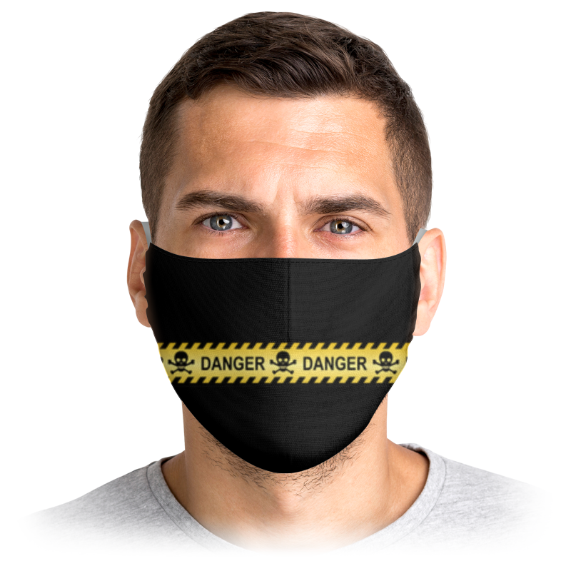 защитная маска черная череп Printio Маска лицевая Danger