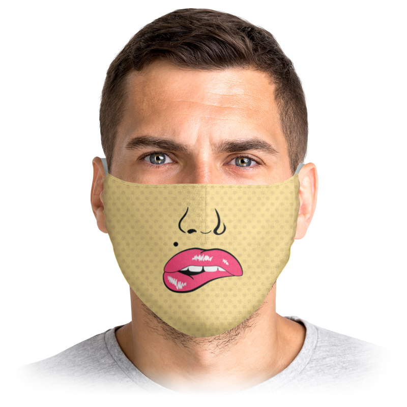 printio маска лицевая губы бургер Printio Маска лицевая Розовые губы