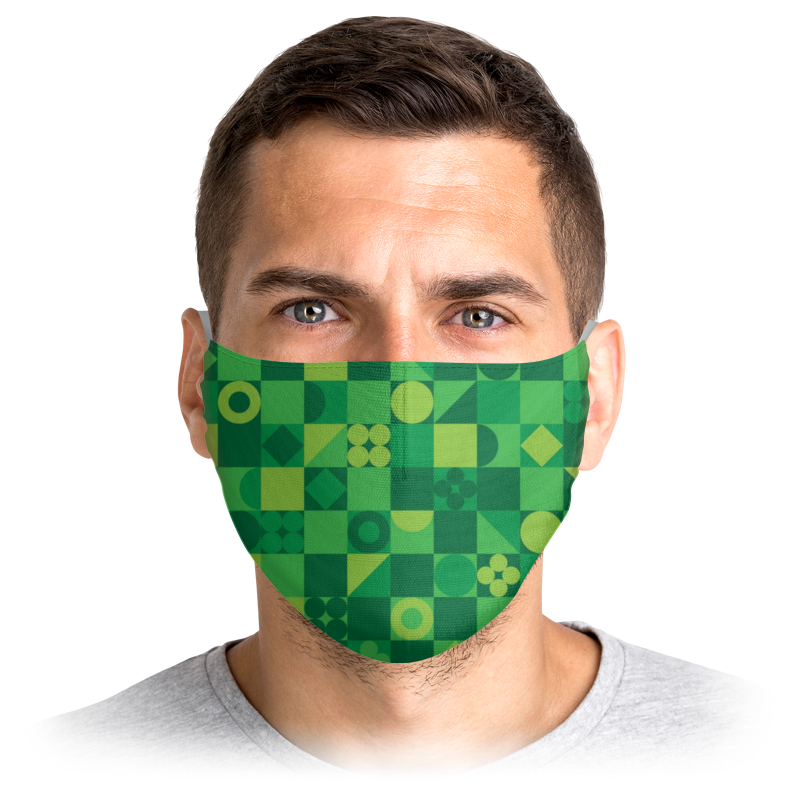Printio Маска лицевая Зеленая геометрия клинса маска гигиенич лицевая неопреновая многоразовая зеленая 1