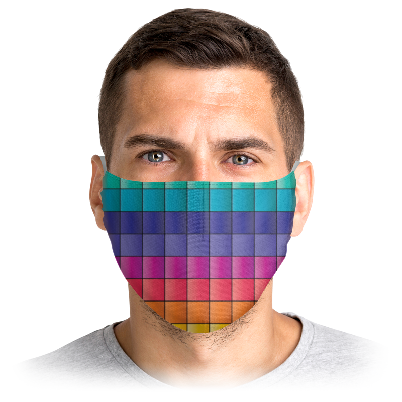 цена Printio Маска лицевая Разноцветные пиксели