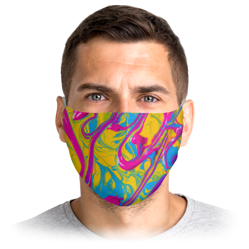 Printio Маска лицевая Яркая абстракция мультяшная маска для лица с милым медведем аниме модная дышащая моющаяся многоразовая пылезащитная маска для взрослых и детей размер