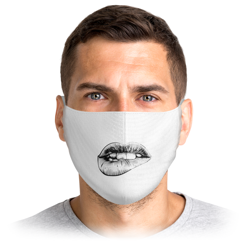 printio маска лицевая силиконовые губы Printio Маска лицевая Черно-белые губы на лице