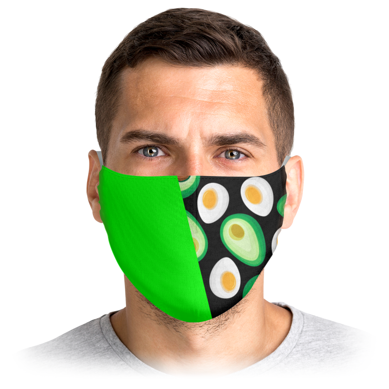 printio маска лицевая зеленая геометрия Printio Маска лицевая Авокадо и яйца