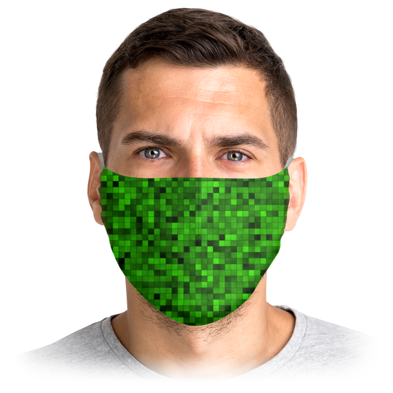 printio маска лицевая светло зеленый шеврон Printio Маска лицевая Зеленый пиксель