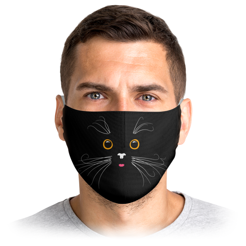 Printio Маска лицевая Милая усатая и глазастая кошачья мордашка очки маска с бровями и усами