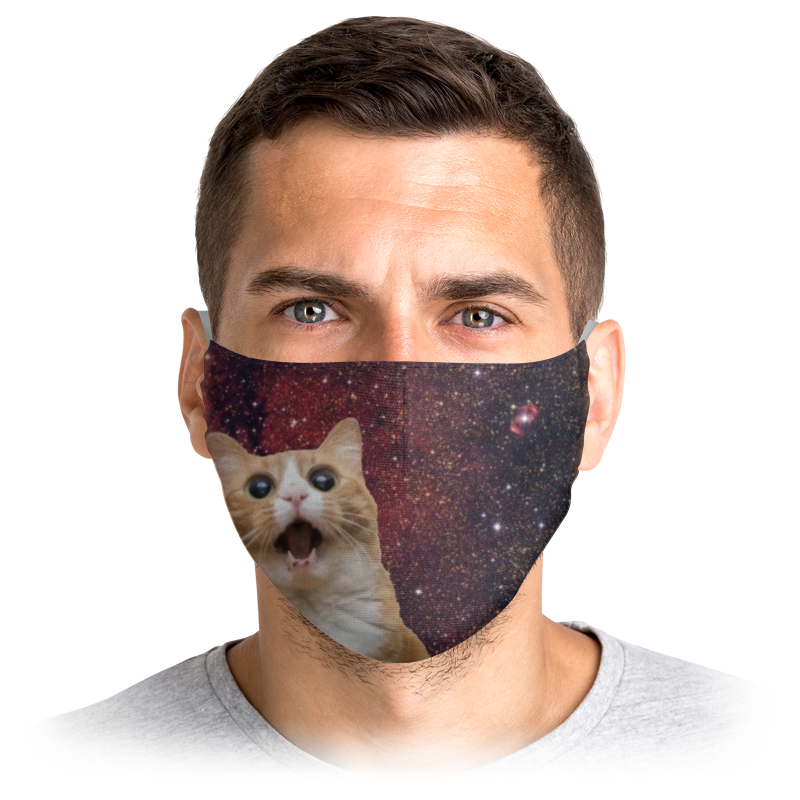 Printio Маска лицевая Мемный кот в космосе