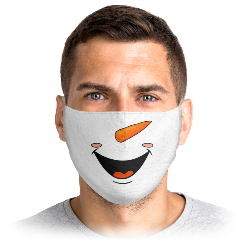 Printio Маска лицевая Снеговик маскарадная зимняя | с новым годом маскарадная маска с надписью домик с привидениями 2 шт