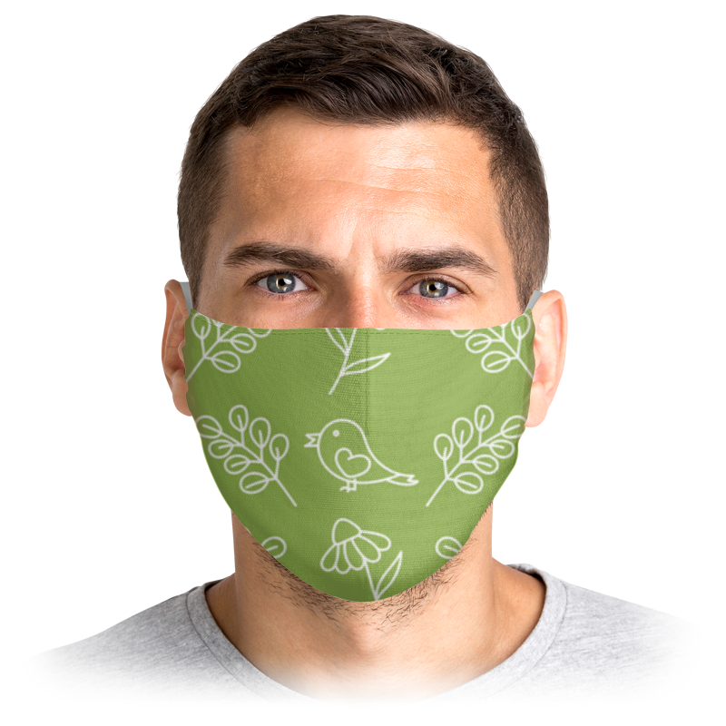 Printio Маска лицевая Птички на зеленом printio маска лицевая маска для лица неоновые птички