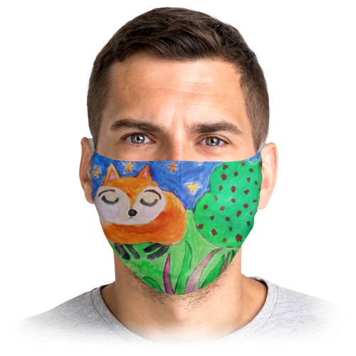 Заказать маски в Москве. Маска лицевая Спящий лисёнок от mrs-snit@yandex.ru - готовые дизайны и нанесение принтов.