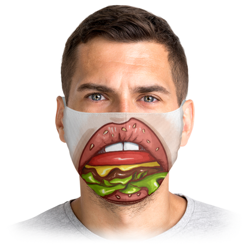 Заказать маски в Москве. Маска лицевая губы бургер от Kristina Sidorenko - готовые дизайны и нанесение принтов.