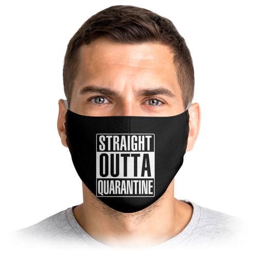 Заказать маски в Москве. Маска лицевая Straight Outta Quarantine от geekbox - готовые дизайны и нанесение принтов.