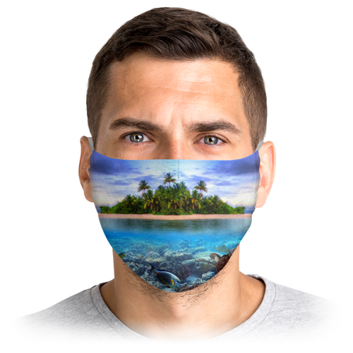 Заказать маски в Москве. Маска лицевая  Остров от THE_NISE  - готовые дизайны и нанесение принтов.