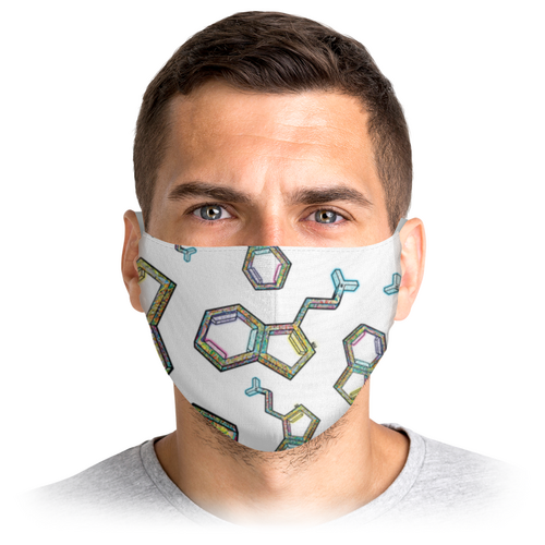 Заказать маски в Москве. Маска лицевая Молекула (белая) от Triponautica - готовые дизайны и нанесение принтов.