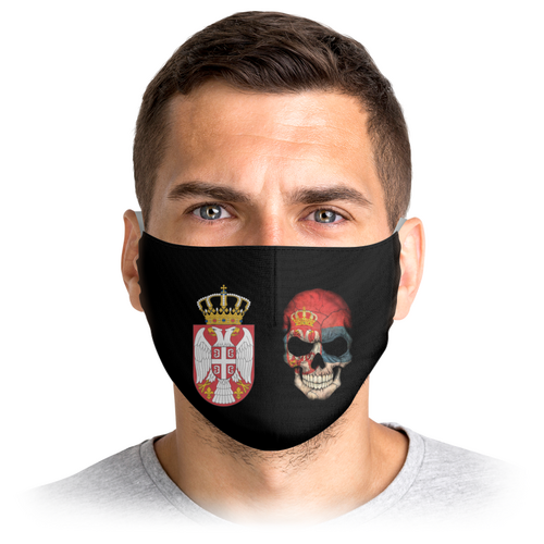 Заказать маски в Москве. Маска лицевая Герб на черном фоне от Filip Cmiljanic - готовые дизайны и нанесение принтов.
