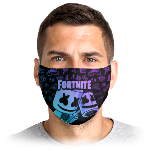 Заказать маски в Москве. Маска лицевая FORTNITE MARSHMELLO от geekbox - готовые дизайны и нанесение принтов.