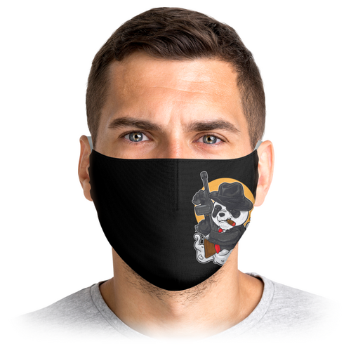 Заказать маски в Москве. Маска лицевая Панда  бандит от T-shirt print  - готовые дизайны и нанесение принтов.