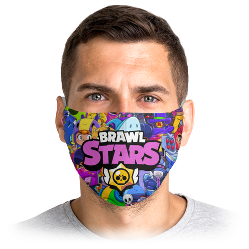 Заказать маски в Москве. Маска лицевая BRAWL STARS от geekbox - готовые дизайны и нанесение принтов.