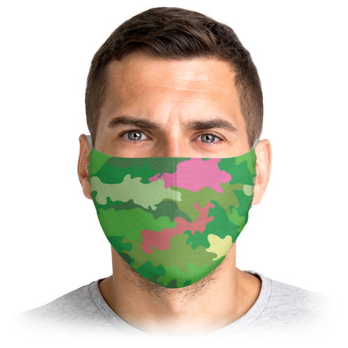 Заказать маски в Москве. Маска лицевая Камуфляжный паттерн с розовыми вкраплениями от eszadesign - готовые дизайны и нанесение принтов.