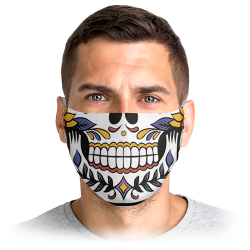 Заказать маски в Москве. Маска лицевая Череп цветной от BAD OWL - готовые дизайны и нанесение принтов.