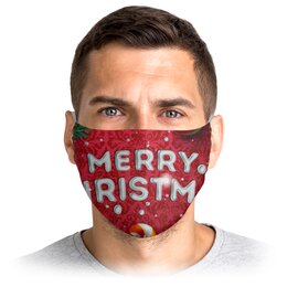 Заказать маски в Москве. Маска лицевая Merry Christmas от Media M  - готовые дизайны и нанесение принтов.