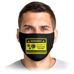 Заказать маски в Москве. Маска лицевая Коронавирус (предупреждение) от geekbox - готовые дизайны и нанесение принтов.