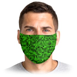 Заказать маски в Москве. Маска лицевая Зеленый Пиксель от MariYang  - готовые дизайны и нанесение принтов.