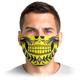 Заказать маски в Москве. Маска лицевая Череп цветной от BAD OWL - готовые дизайны и нанесение принтов.