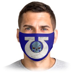 Заказать маски в Москве. Маска лицевая Ультрамарины (омега с черепом) от GeekFox  - готовые дизайны и нанесение принтов.