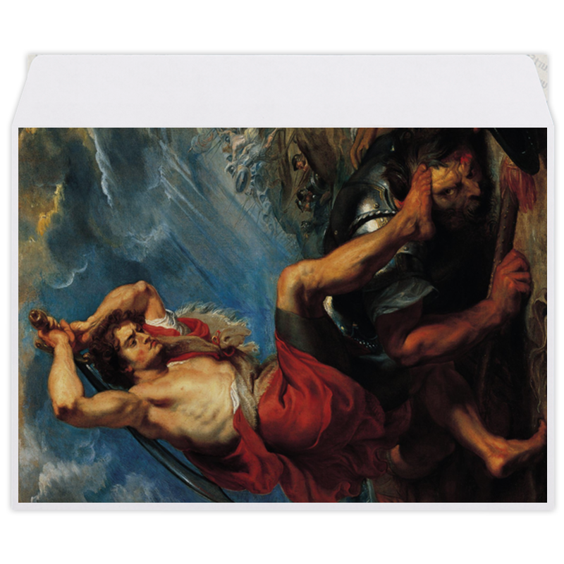 Printio Конверт средний С5 Давид отрубает голову голиафу (картина рубенса) царь давид
