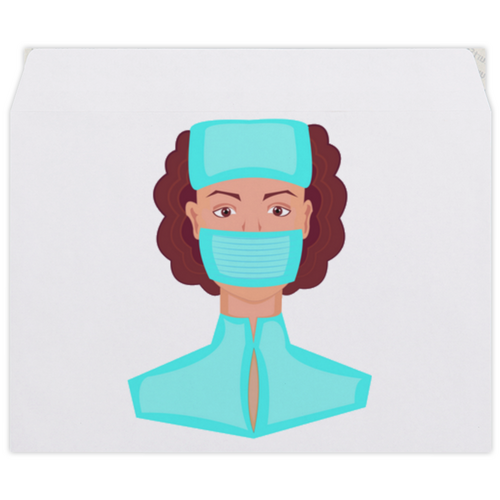 Заказать конверт в Москве. Конверт средний С5 Медсестра в маске от Stil na yarkosti - готовые дизайны и нанесение принтов.