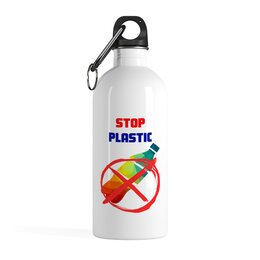 Заказать бутылки в Москве. Бутылка металлическая 500 мл Против пластика.Спасем планету от T-shirt print  - готовые дизайны и нанесение принтов.