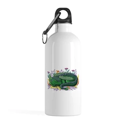 Заказать бутылки в Москве. Бутылка металлическая 500 мл Зеленый дракон в листьях от tigerda  - готовые дизайны и нанесение принтов.