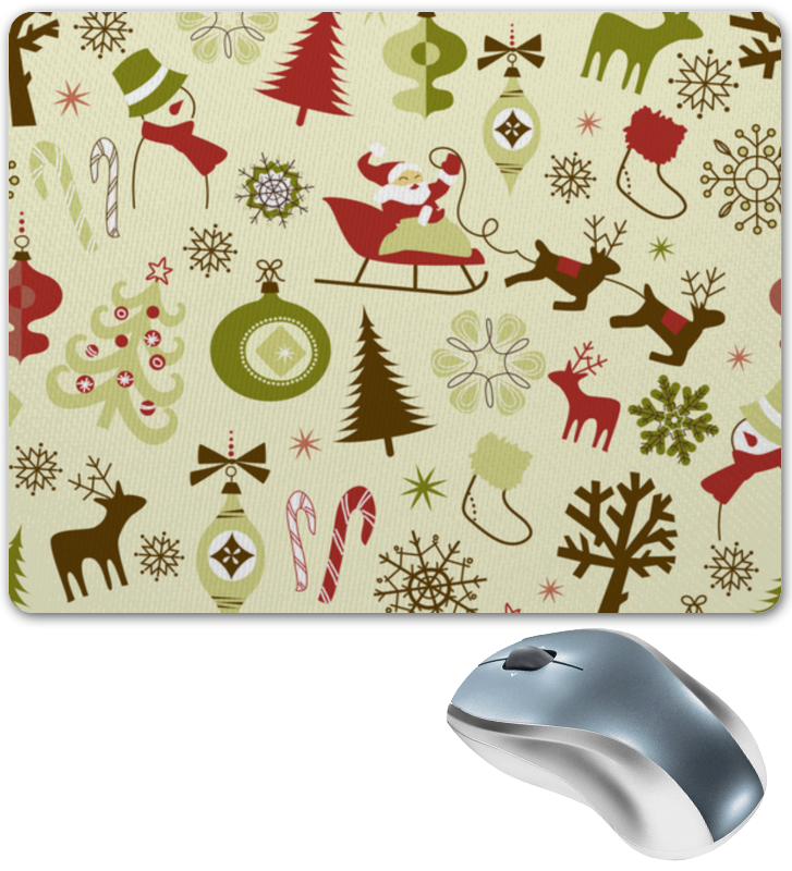 Printio Коврик для мышки Новогодний рождественские поздравительные открытки со снеговиком санта клаусом