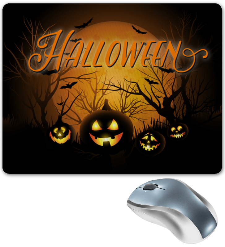 Printio Коврик для мышки Хэллоуин 25 люминесцентных шаров в виде тыквы летучей мыши