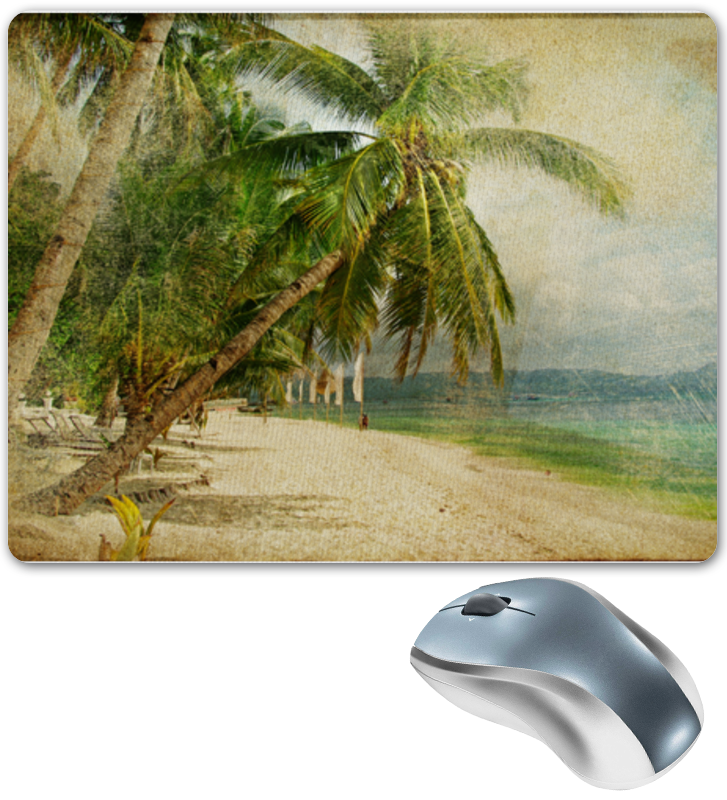 Printio Коврик для мышки Песочный пляж и океан с пальмой