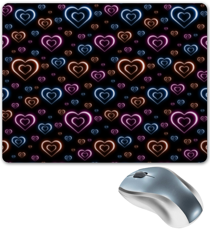 printio 3d кружка неоновые сердца с выбором цвета фона Printio Коврик для мышки Неоновые сердца, с выбором цвета фона.