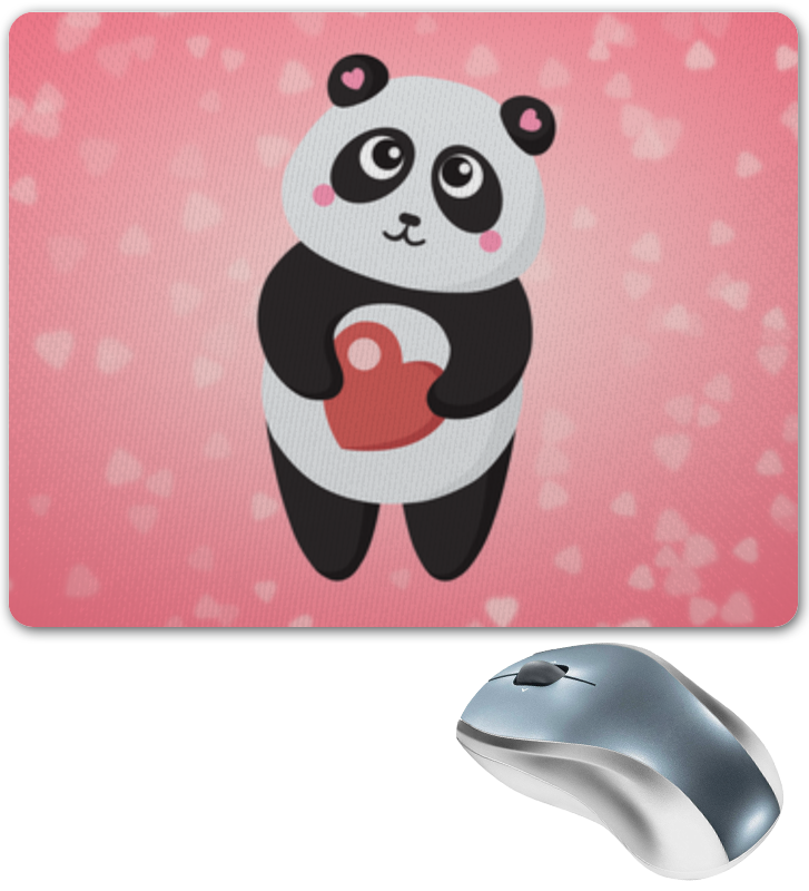 printio коврик для мышки сердце панда с сердечком Printio Коврик для мышки Панда с сердечком