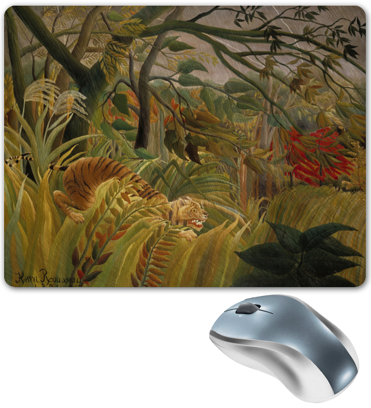 Printio Коврик для мышки Нападение в джунглях (картина анри руссо) printio пазл 43 5×31 4 см 408 элементов нападение в джунглях картина анри руссо