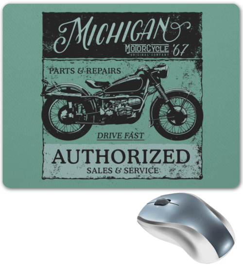 Заказать коврик для мышки в Москве. Коврик для мышки Michigan motorcycles 67 от THE_NISE  - готовые дизайны и нанесение принтов.