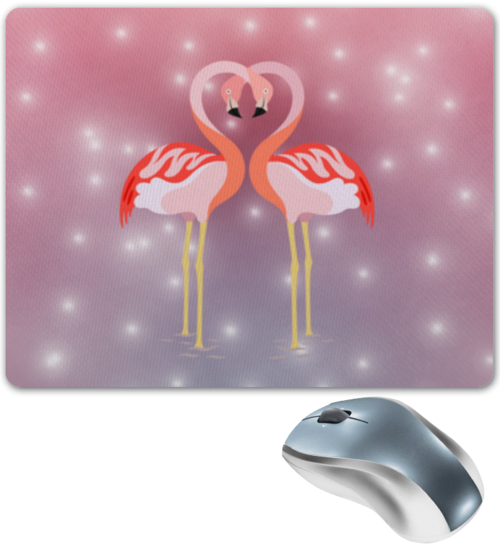 Заказать коврик для мышки в Москве. Коврик для мышки Влюбленные фламинго от Ordwen - готовые дизайны и нанесение принтов.