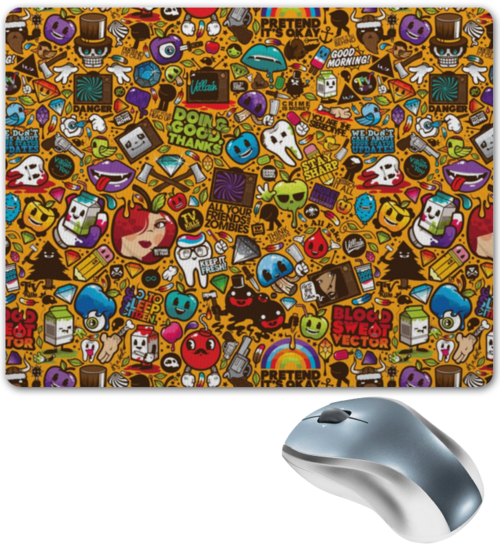 Заказать коврик для мышки в Москве. Коврик для мышки Stickers от Jimmy Flash - готовые дизайны и нанесение принтов.