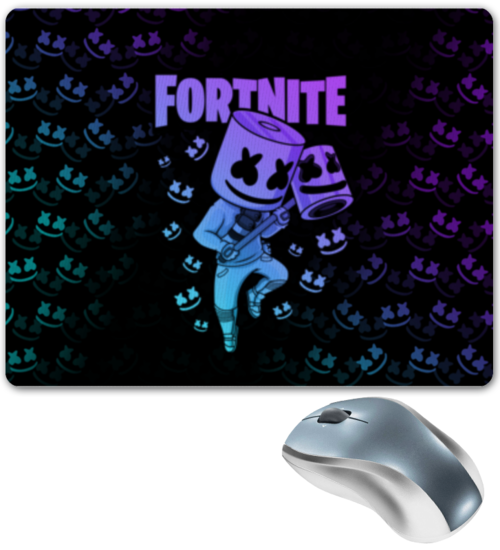 Заказать коврик для мышки в Москве. Коврик для мышки Fortnite, Marshmello от geekbox - готовые дизайны и нанесение принтов.