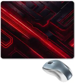 Заказать коврик для мышки в Москве. Коврик для мышки Черно-красный неон от Cafe Deco  - готовые дизайны и нанесение принтов.